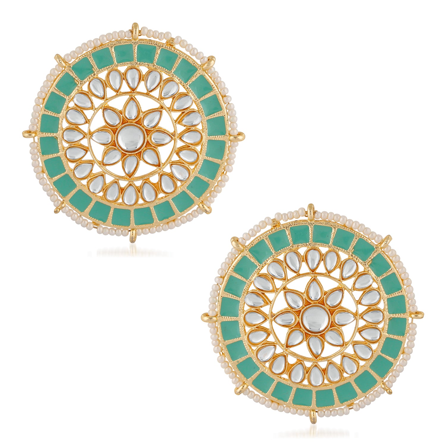 Ethnic Meenakari White Kundan Circular Stud Earring