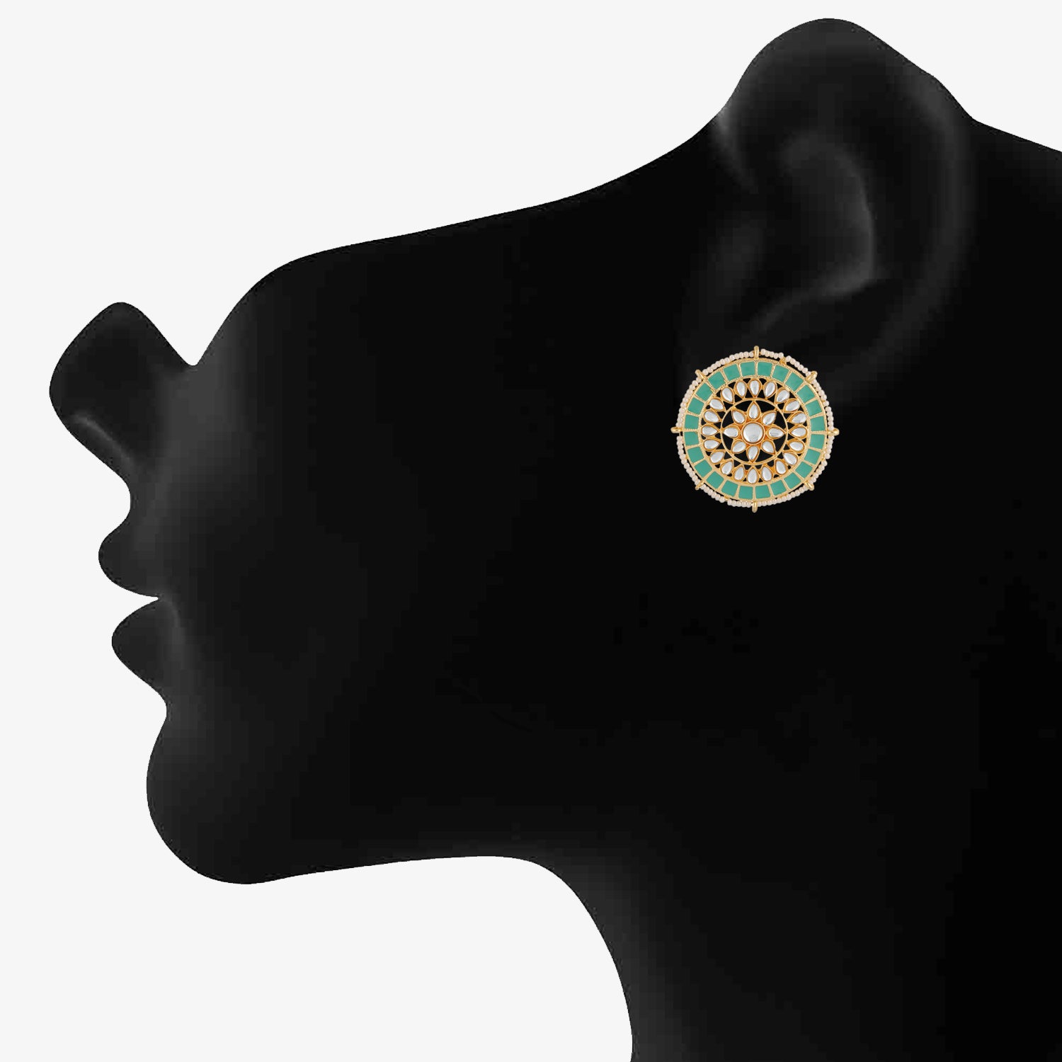 Ethnic Meenakari White Kundan Circular Stud Earring