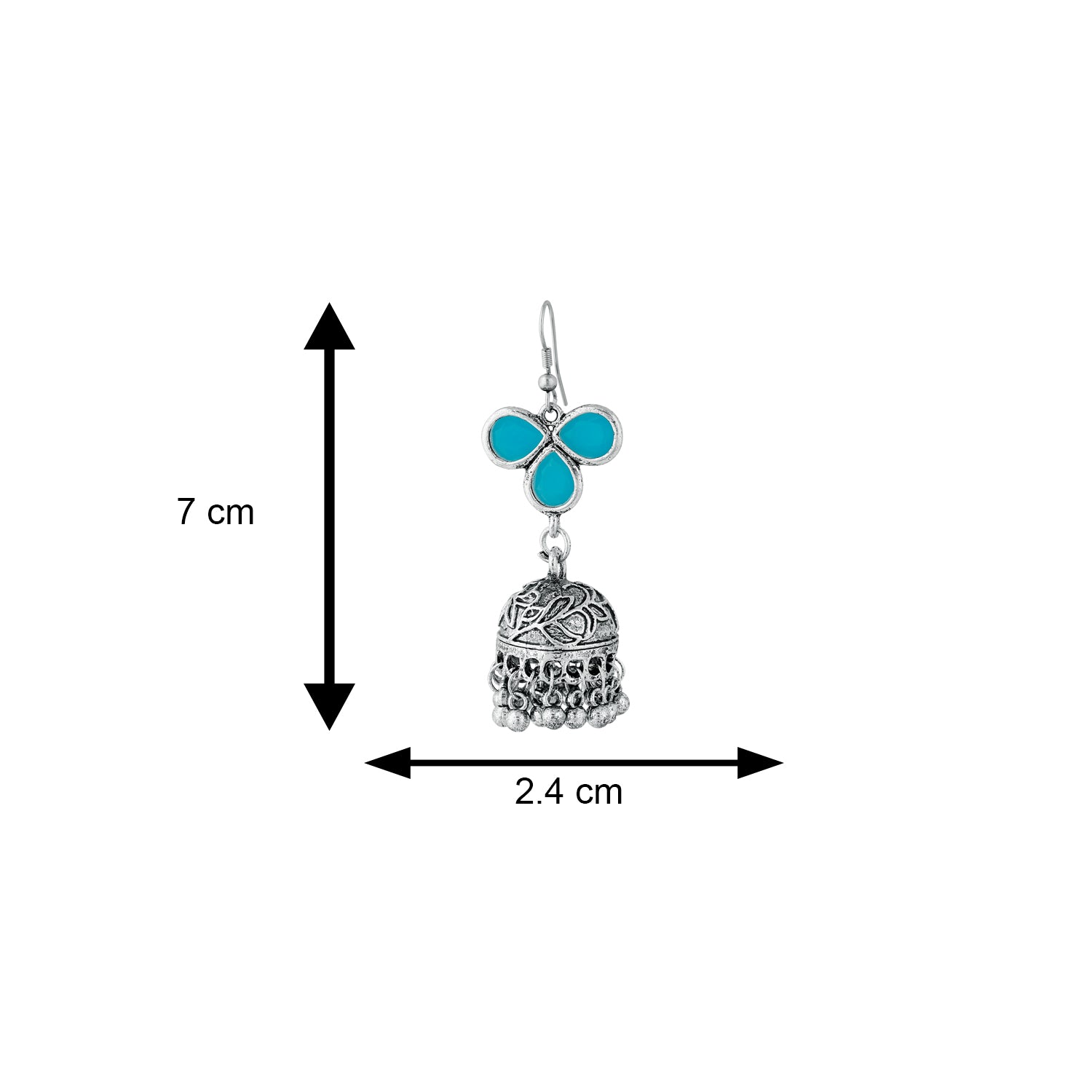 Traditional Firozi Color Kundan Jhumki Earring