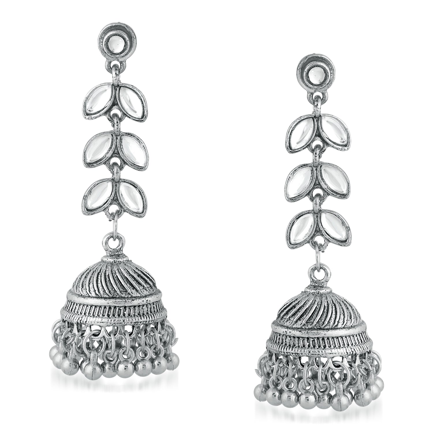 Traditional White Kundan Jhumki Earring