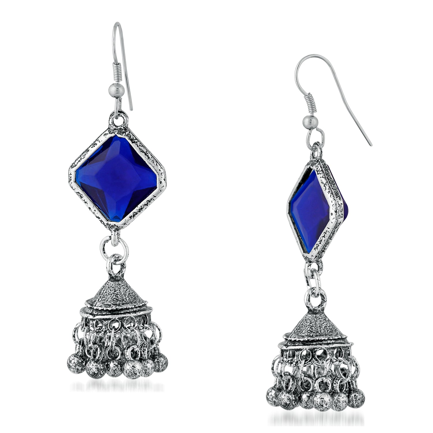 Ethnic Blue Kundan Jhumki Earring