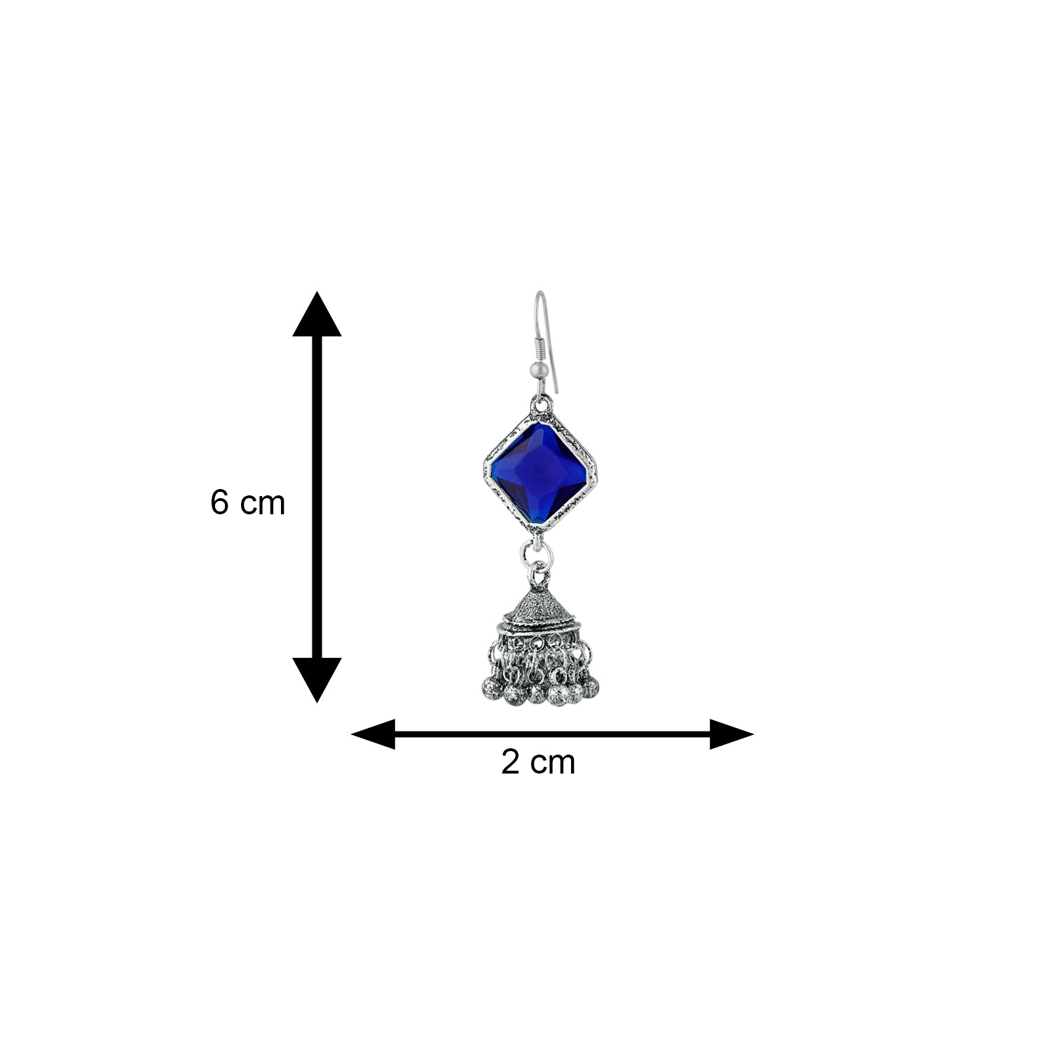 Ethnic Blue Kundan Jhumki Earring