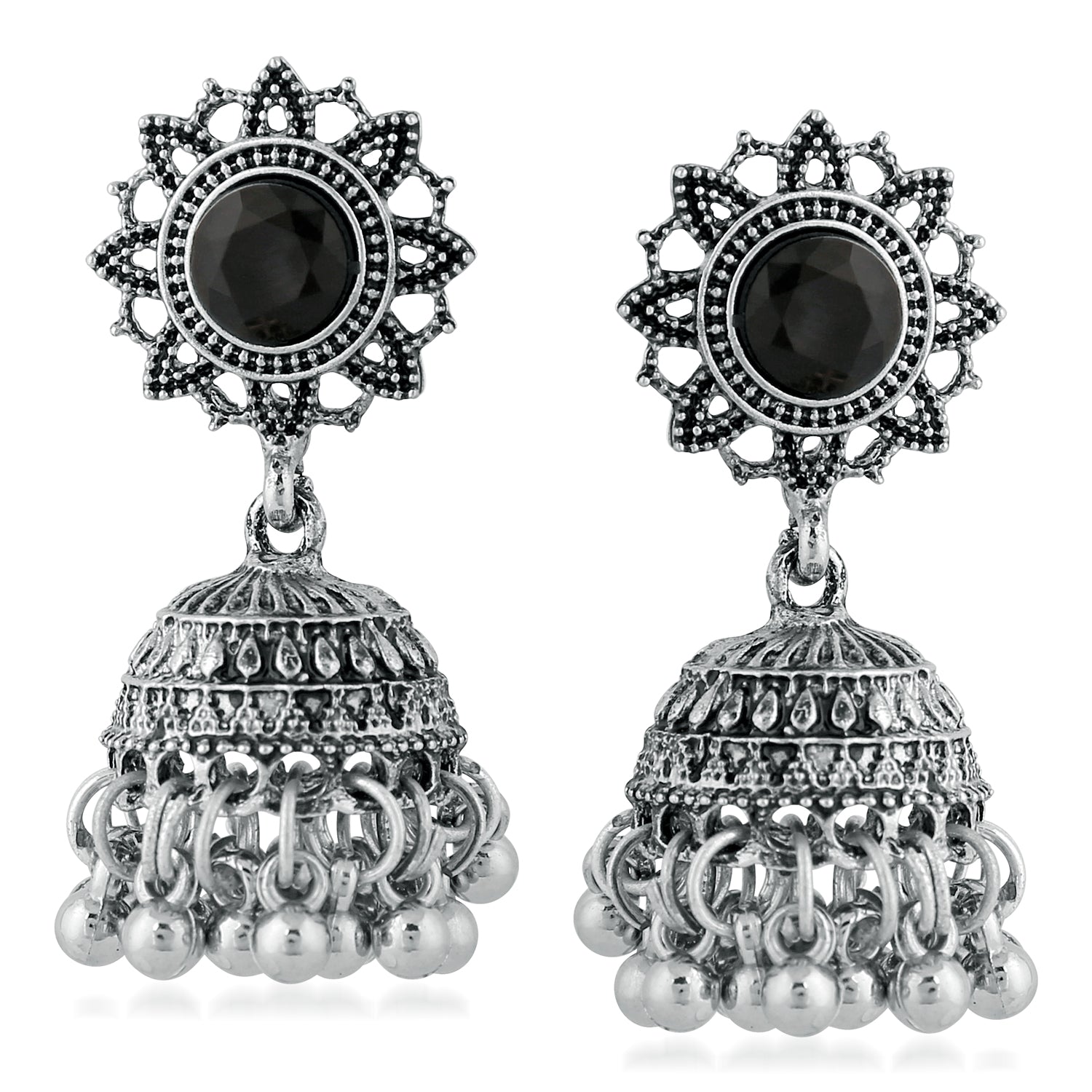 Traditional Black Kundan Jhumki Earring
