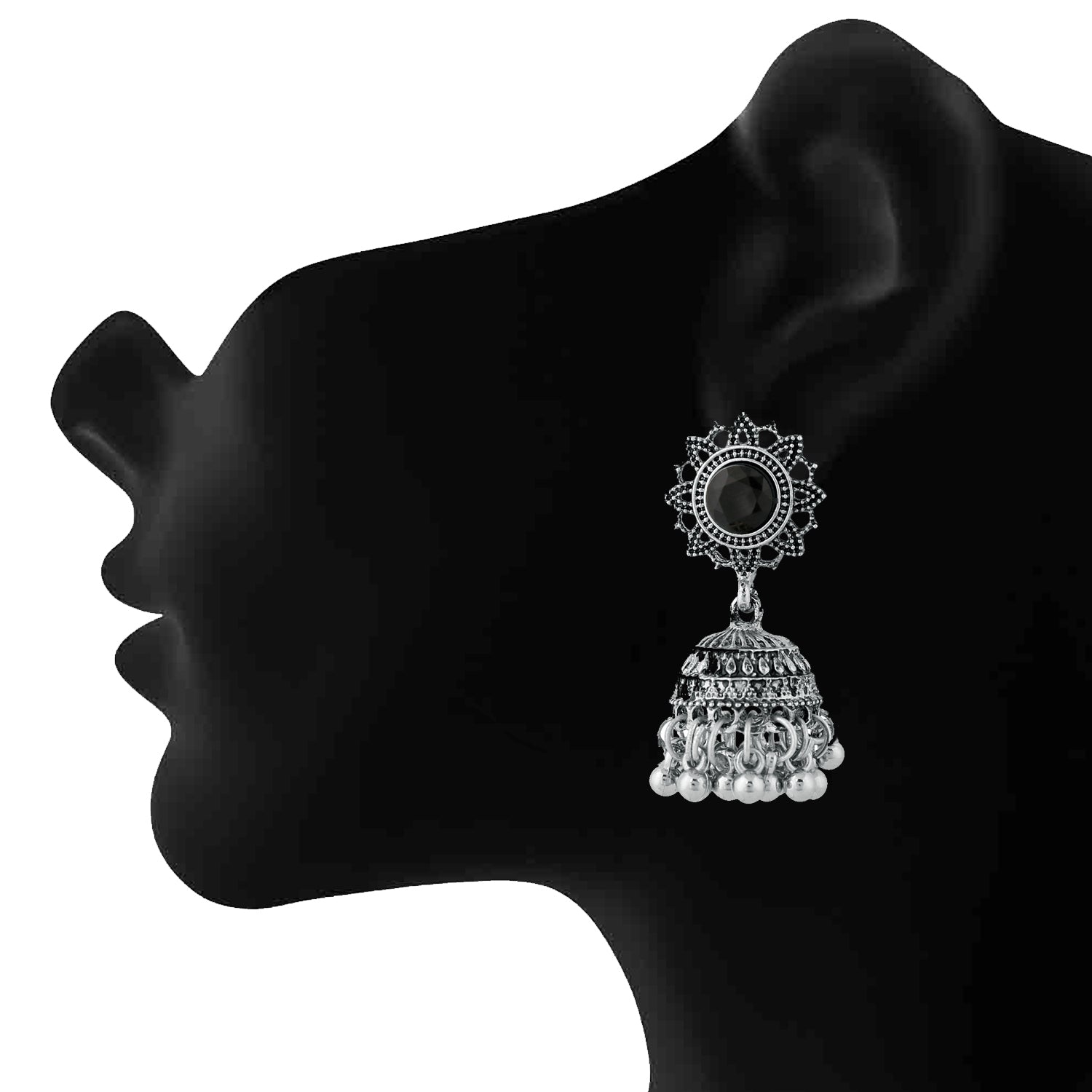 Traditional Black Kundan Jhumki Earring