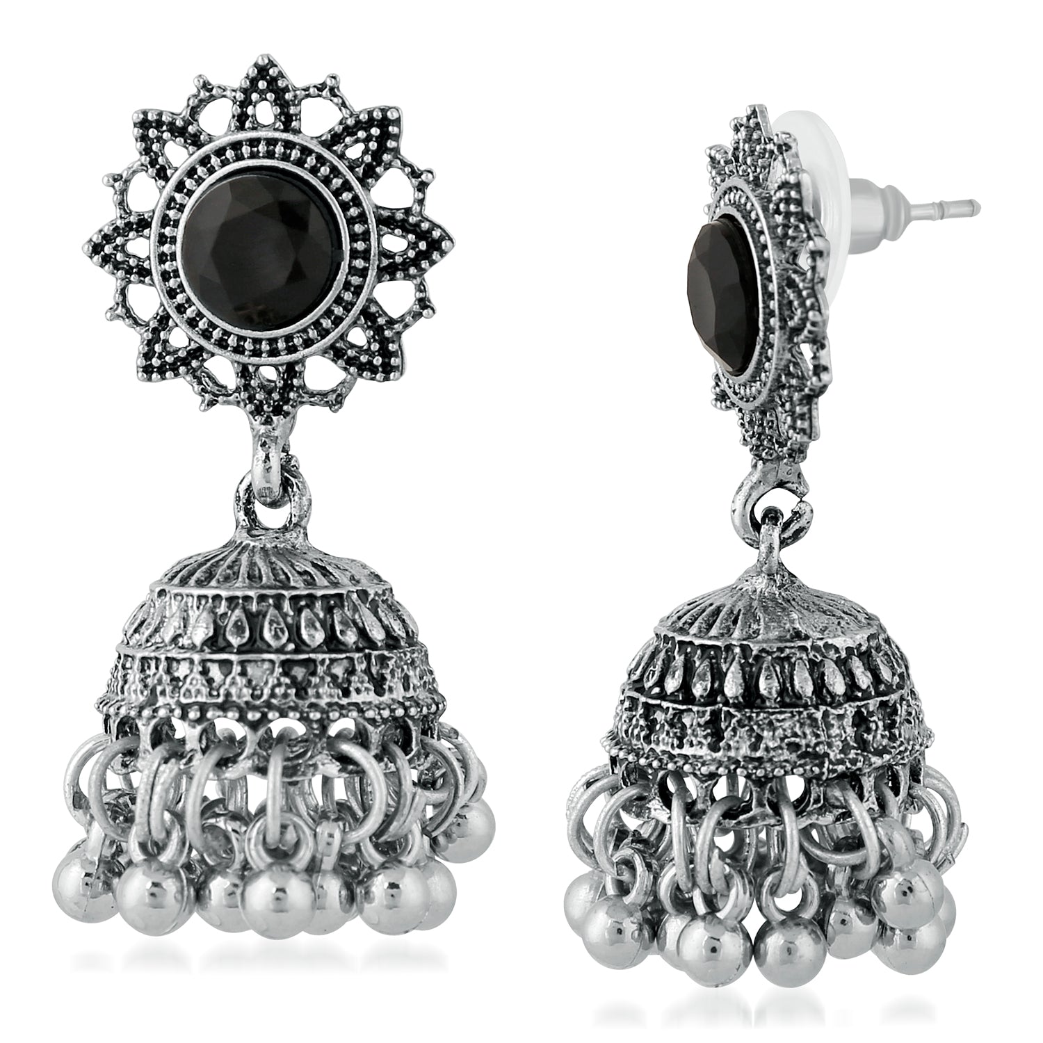 Traditional Black Kundan Jhumki Earring