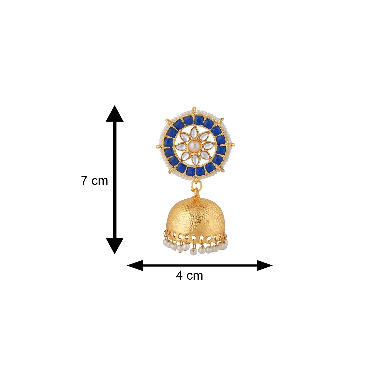 Traditional Blue and White Kundan Jhumki Earring