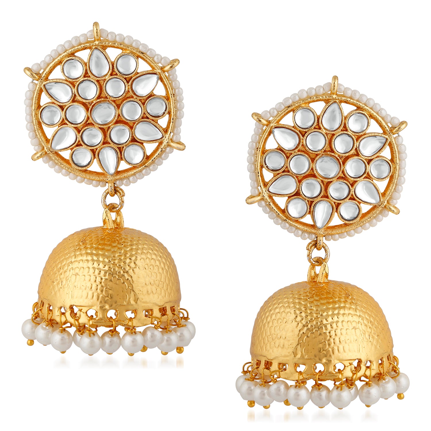 Traditional White Kundan Jhumki Earring