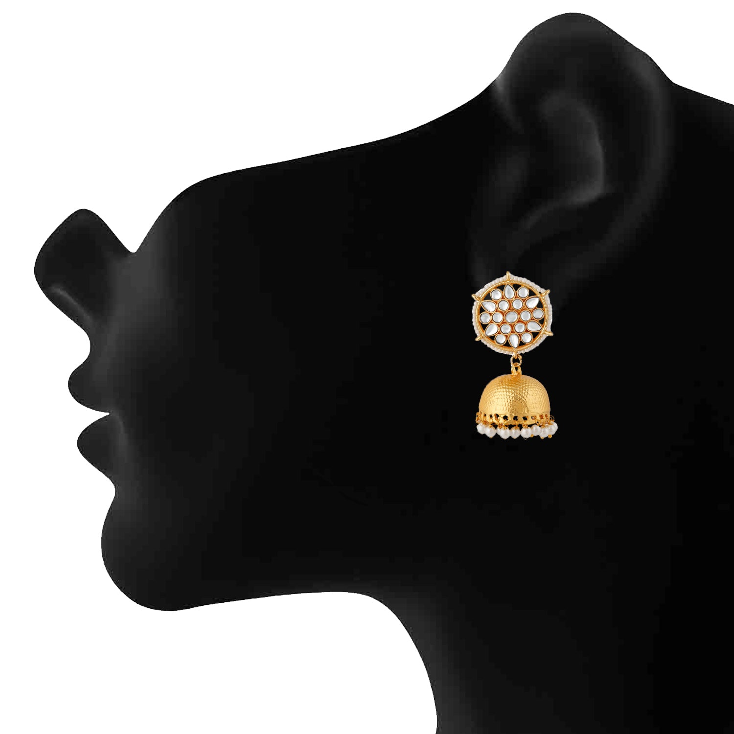 Traditional White Kundan Jhumki Earring