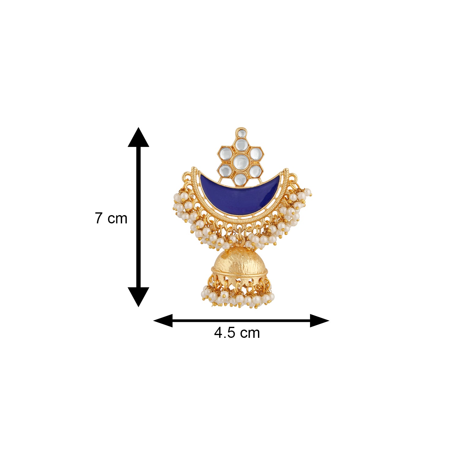 Ethnic Blue Meenakari Half Circle Chandbali Jhumki Earring