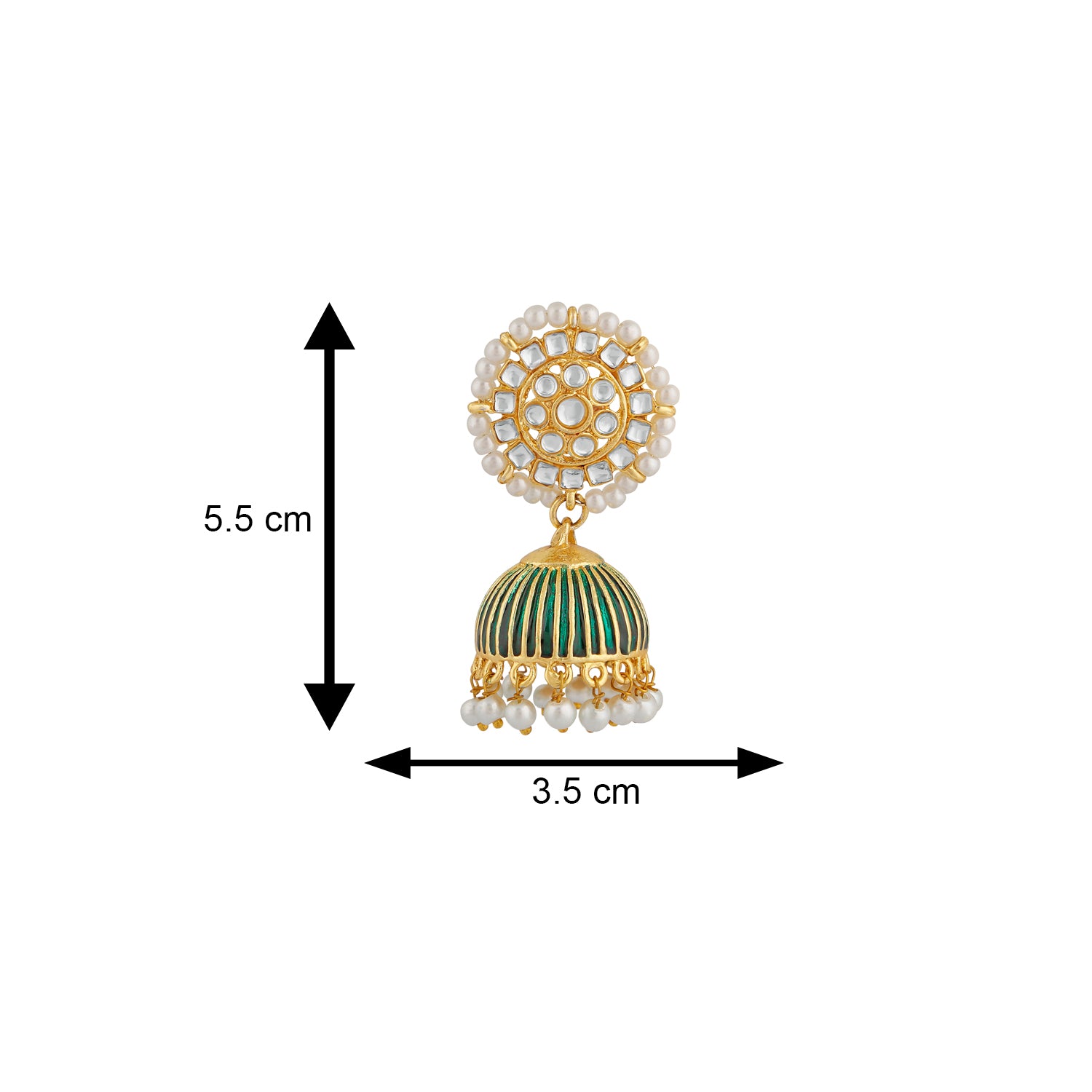 Traditional Green Meenakari White Kundan Jhumki Earring