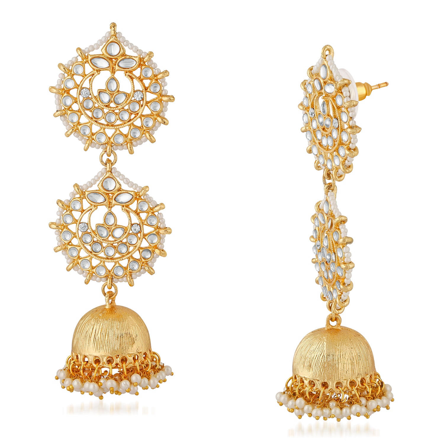 Ethnic White Kundan Jhumki Earring
