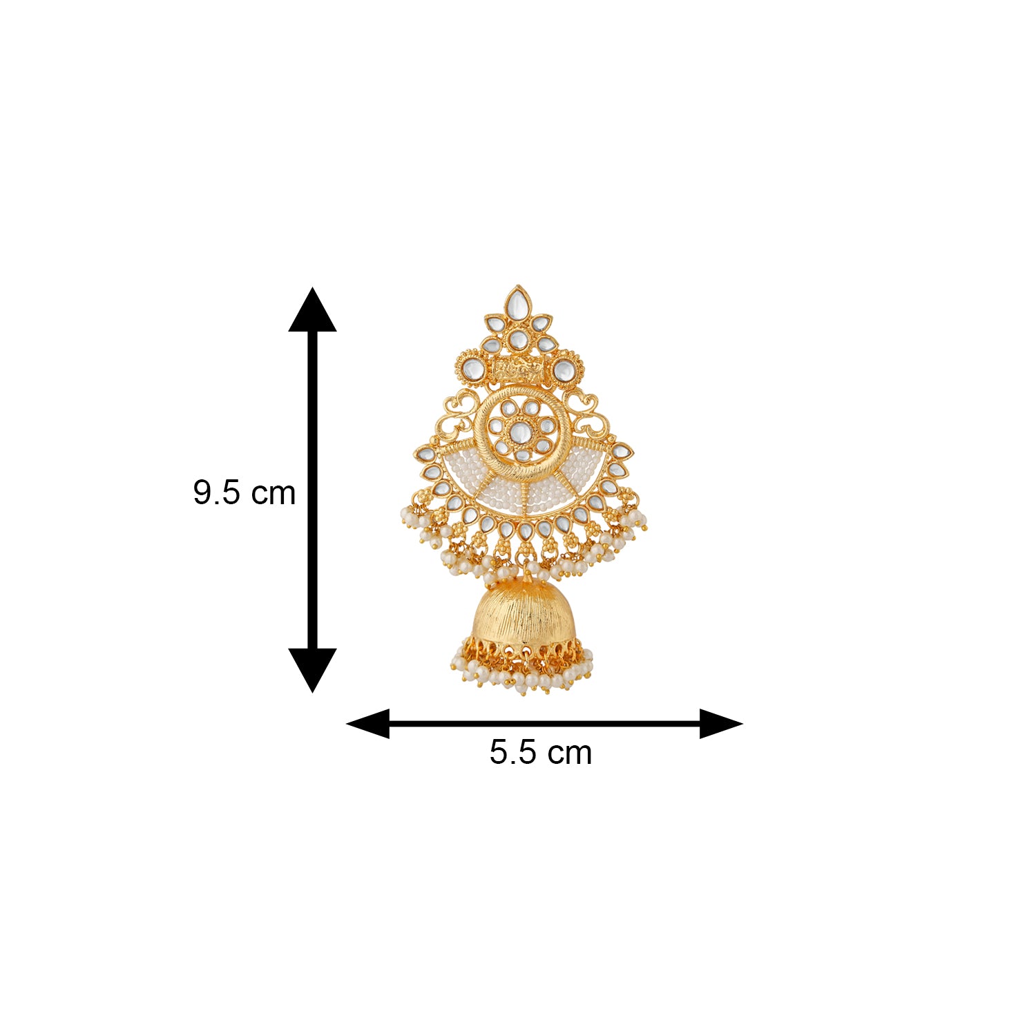 Traditional White Kundan Chandbali Jhumki Earring