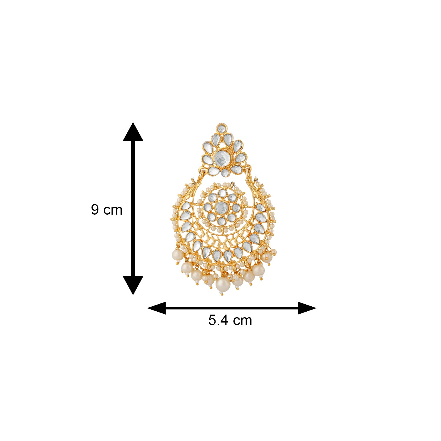 Ethnic White Kundan Chandbali Earring