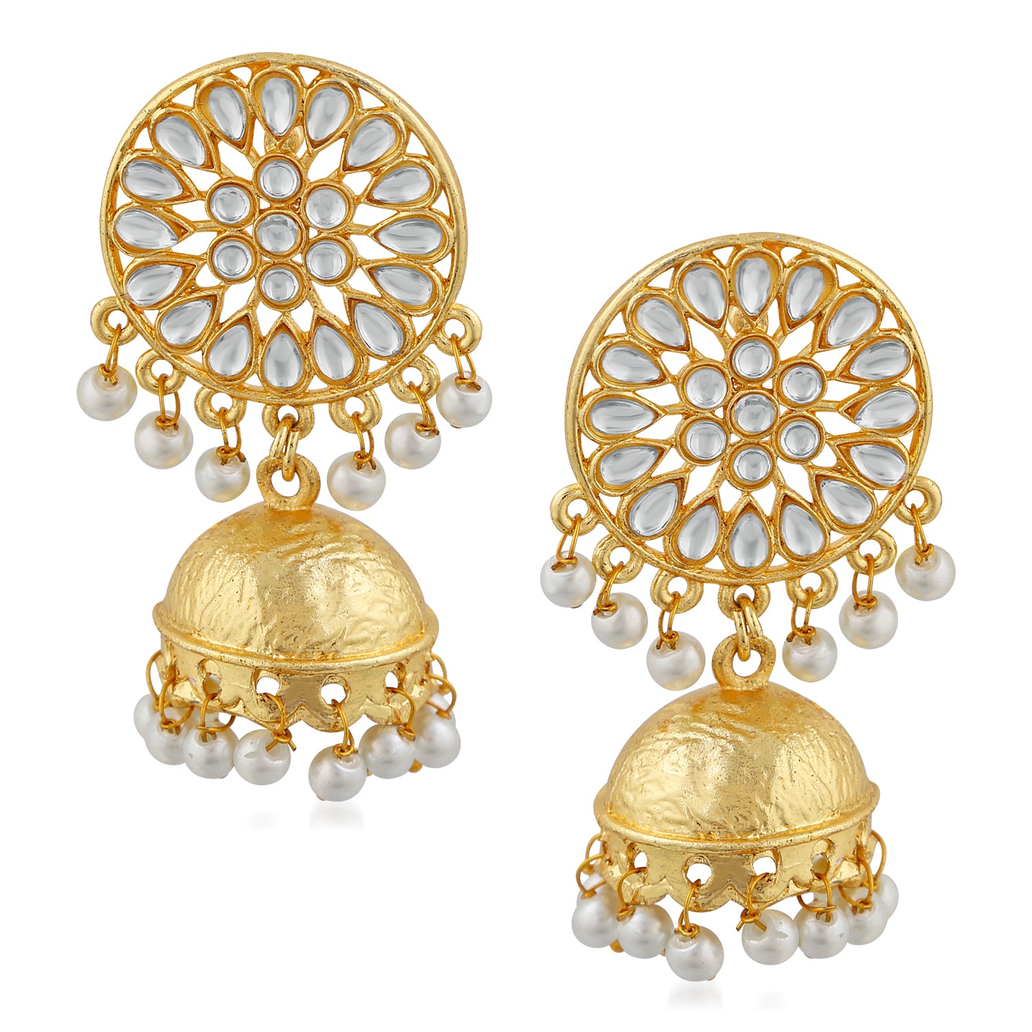 Traditional Gold Plated White Kundan Round shape Chokar Set