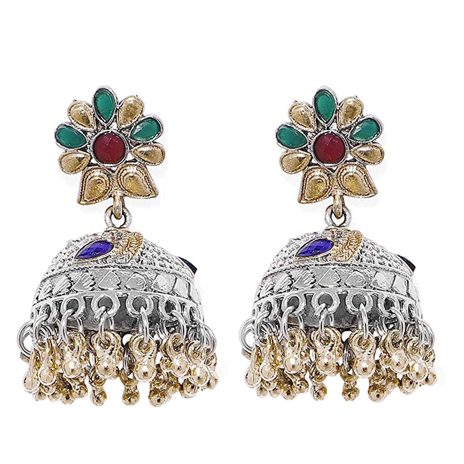 Floral Kundan Jhumka Earrings