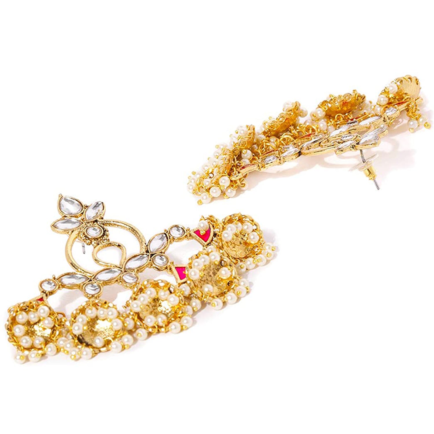 Ethnic Pearl and Kundan Meenakari Jhumki Earring