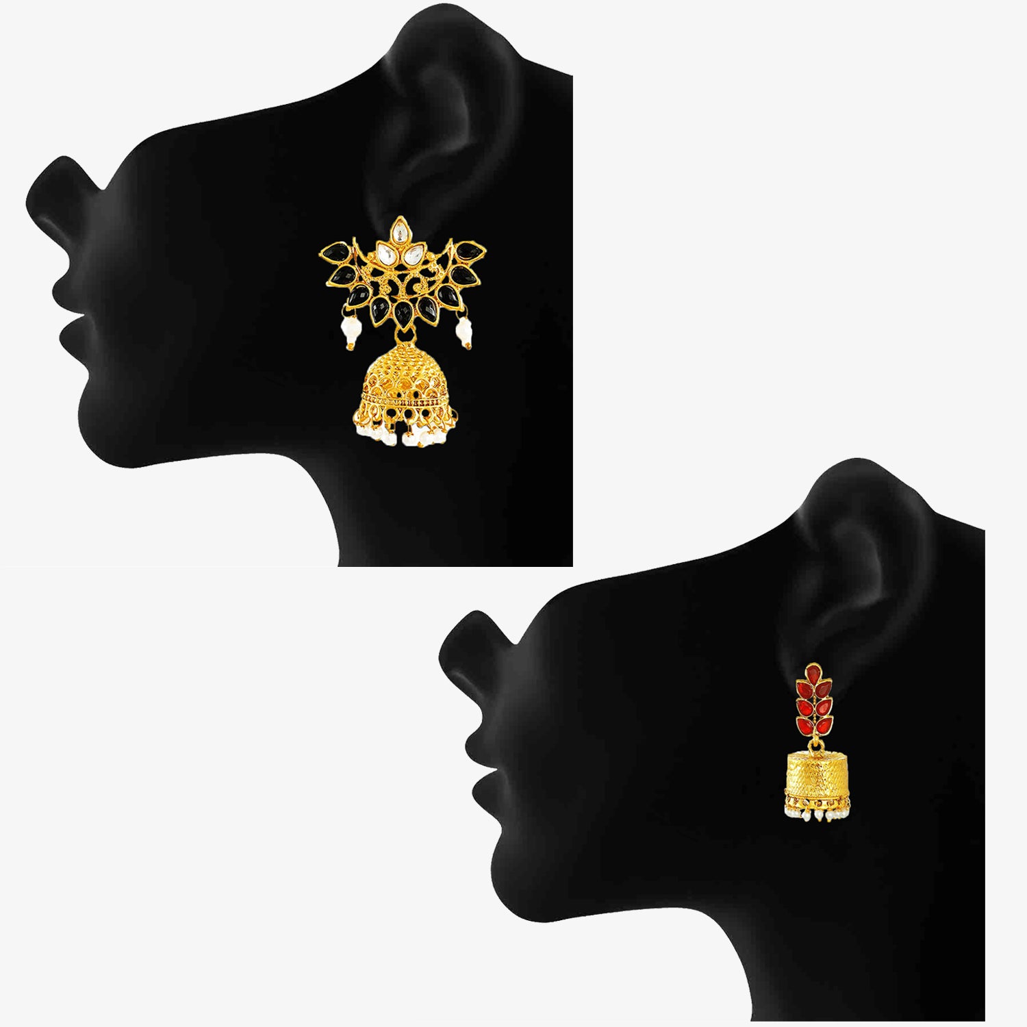 Combo of Kundan Dangler Jhumka Earrings