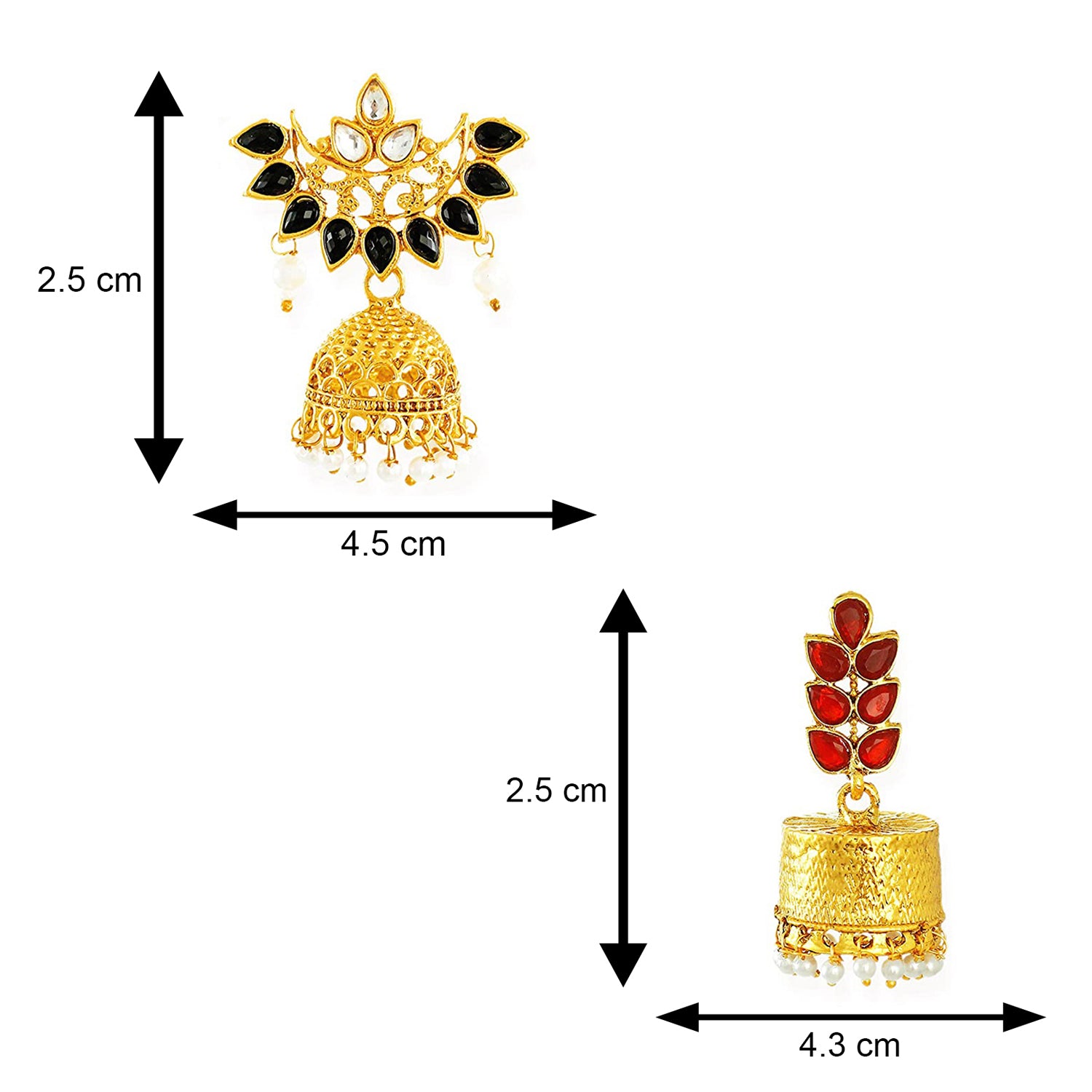 Combo of Kundan Dangler Jhumka Earrings