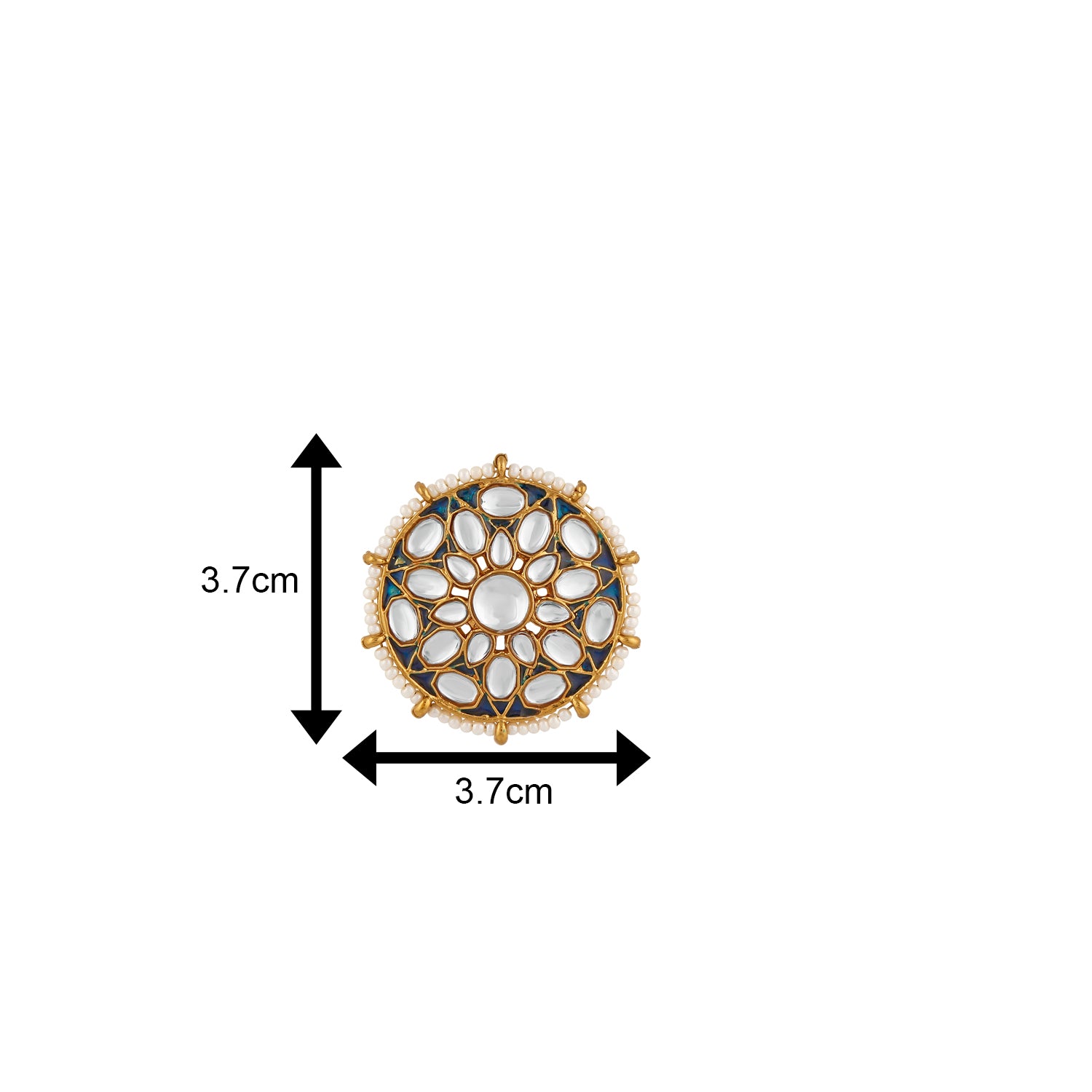 Traditional Meenakari White and Blue Kundan Circular Stud Earring