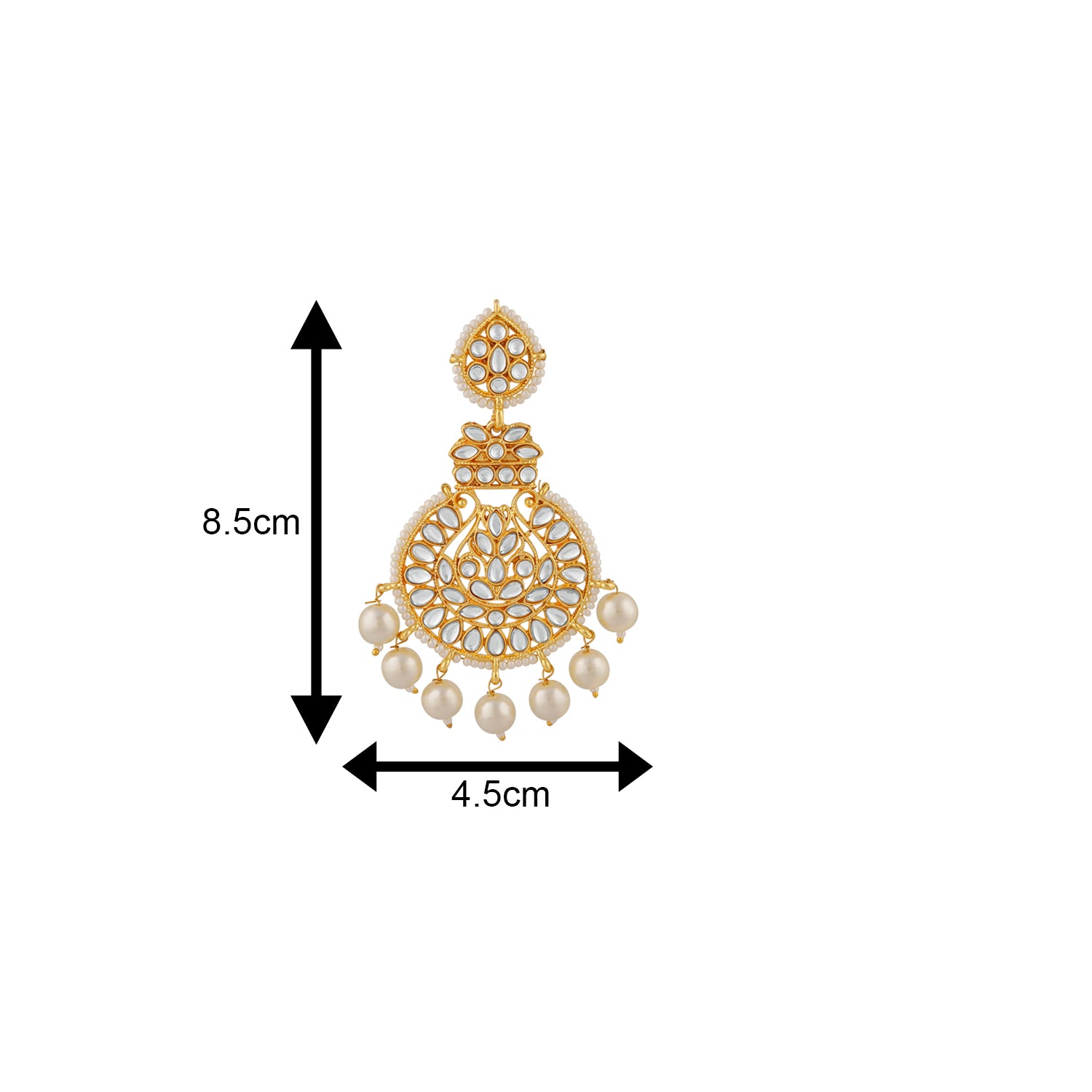 Ethnic White Kundan Dangler Earring