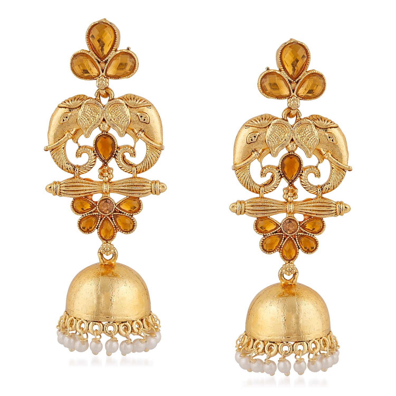 Elephant Face Shaped Traditional Kundan Jhumki Earring