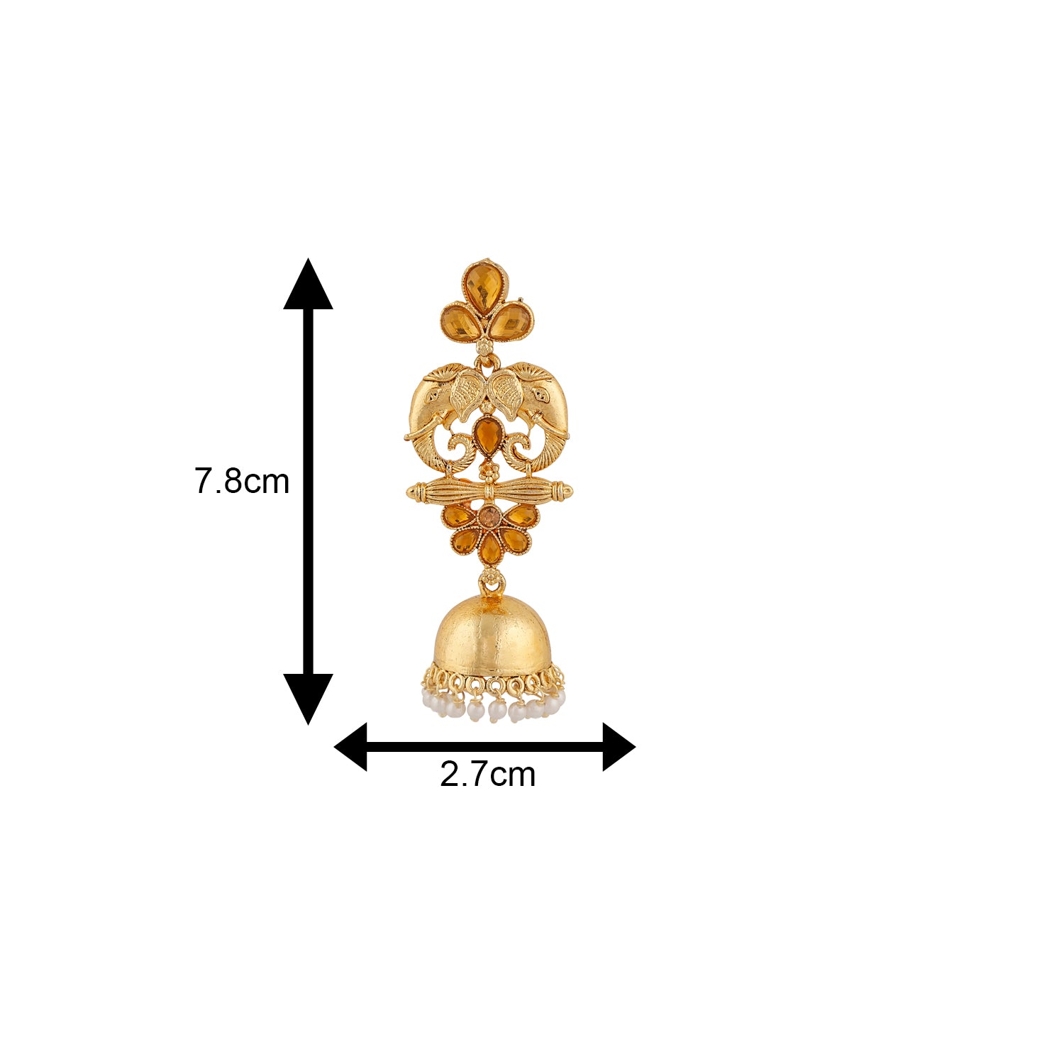 Elephant Face Shaped Traditional Kundan Jhumki Earring
