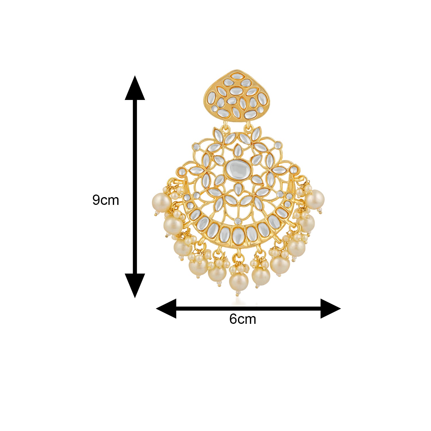 Ethnic White Kundan Chandbali Earring