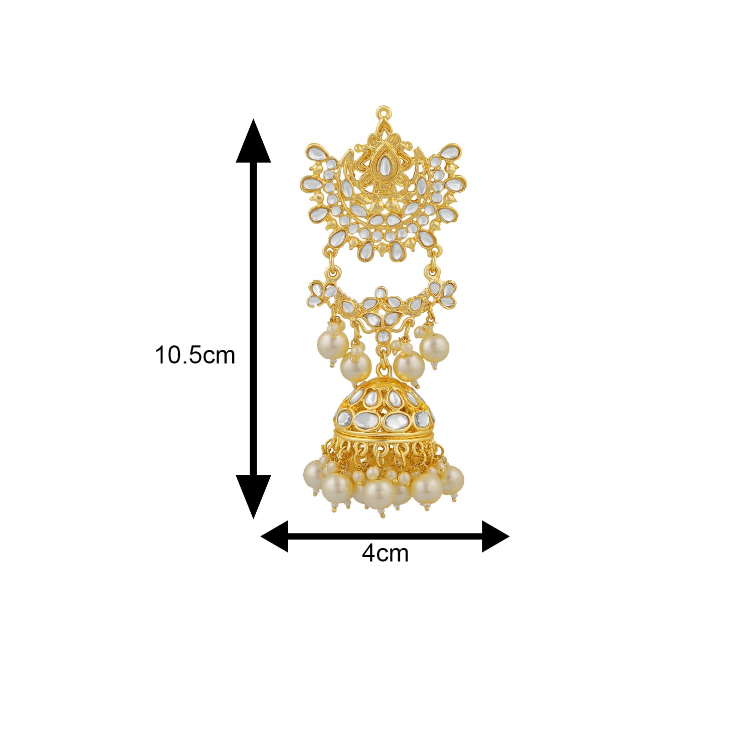 Ethnic White Kundan Long Dangler Jhumki Earring