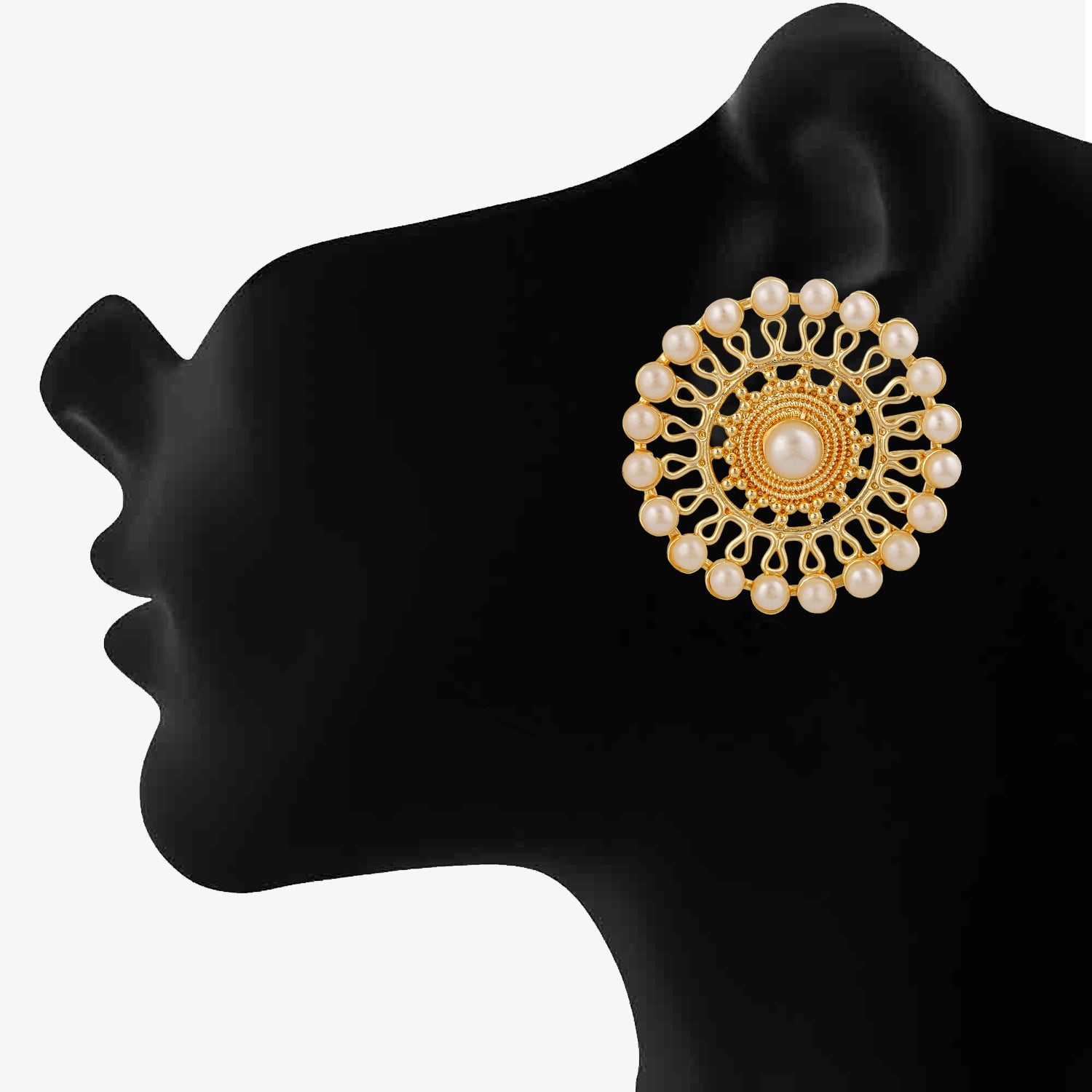 Traditional White Kundan Circular Stud Earring