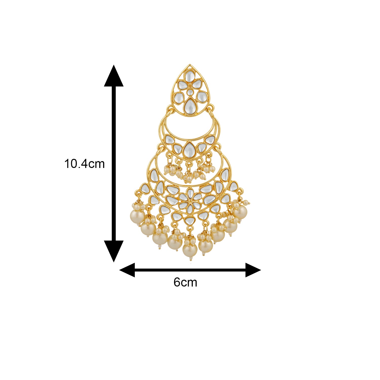 Ethnic White Kundan Chandbali Earring