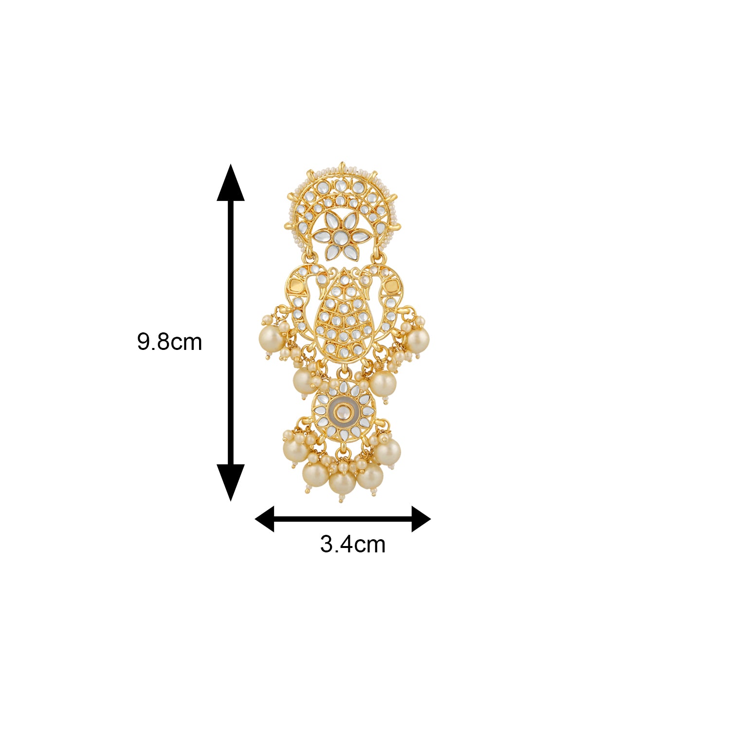 Traditional White Kundan Long Dangler Earring