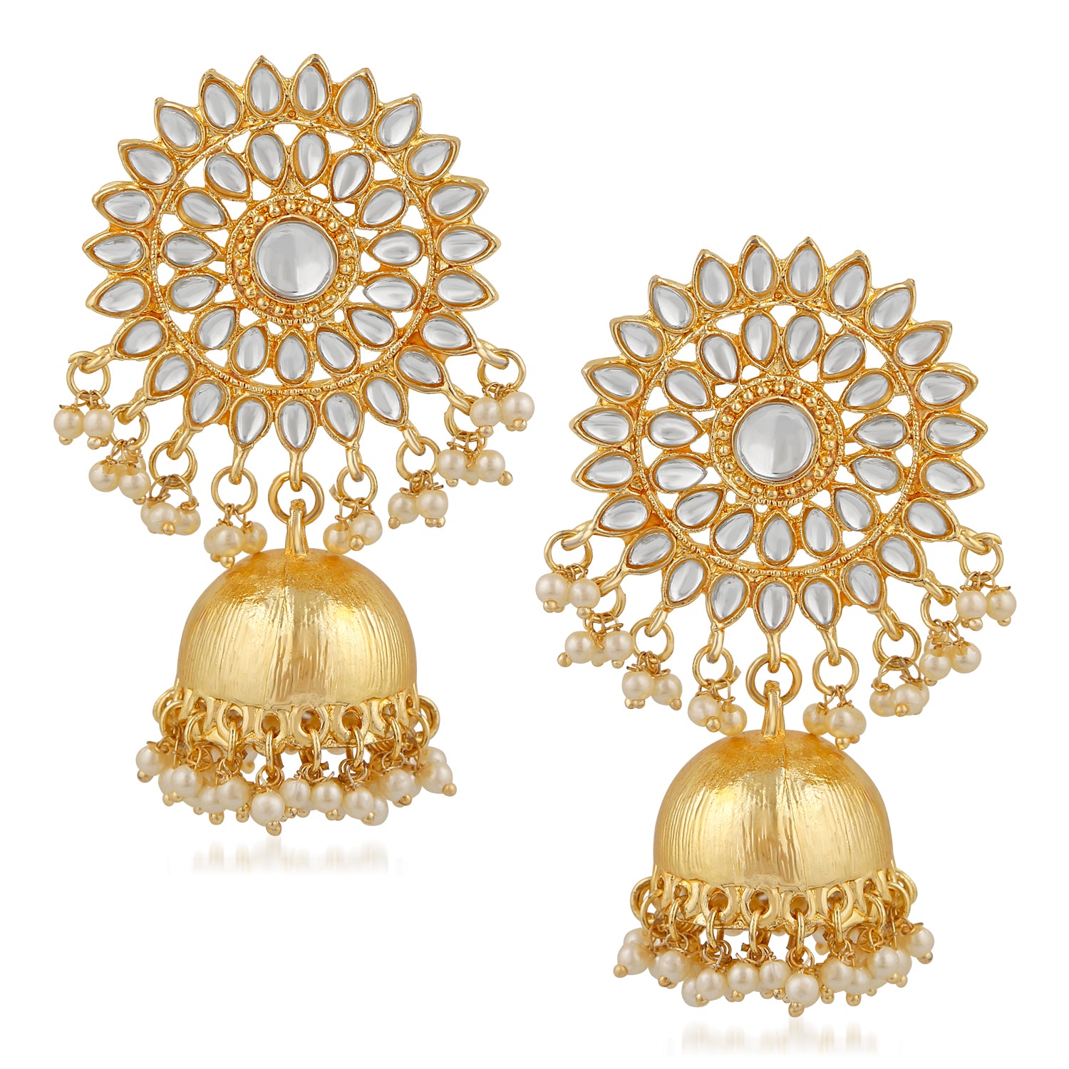 Traditional Floral Kundan Jhumki Earring