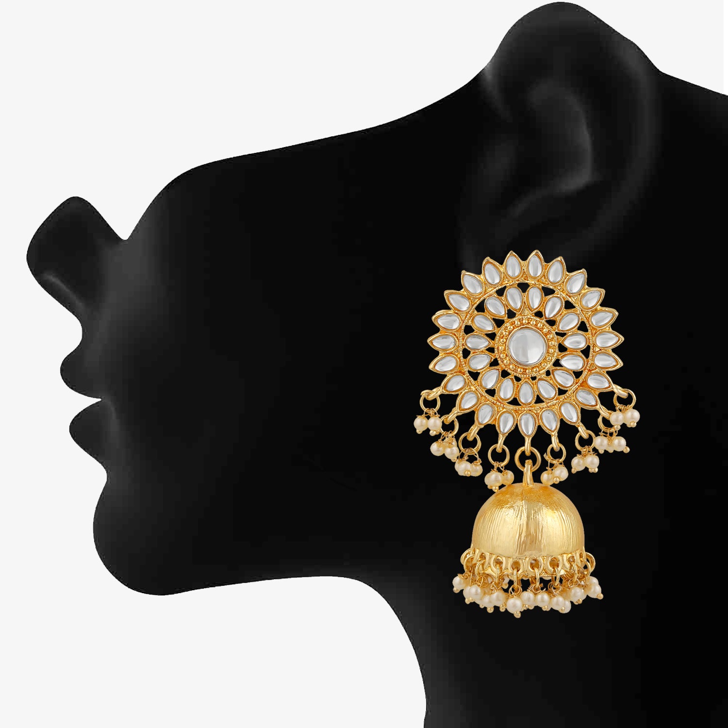 Traditional Floral Kundan Jhumki Earring