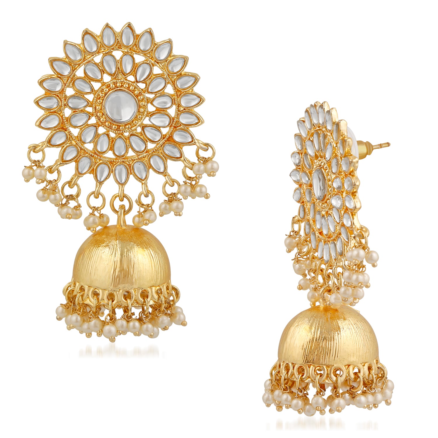 Traditional Floral Kundan Jhumki Earring