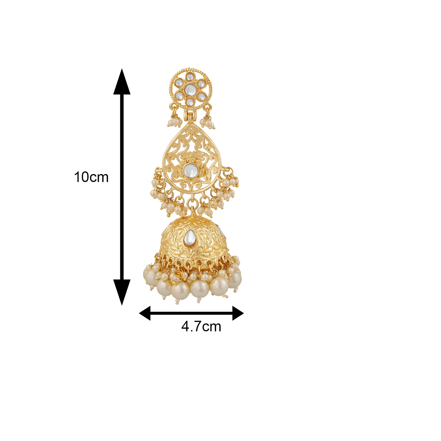 Ethnic White Kundan Long Dangler Jhumki Earring