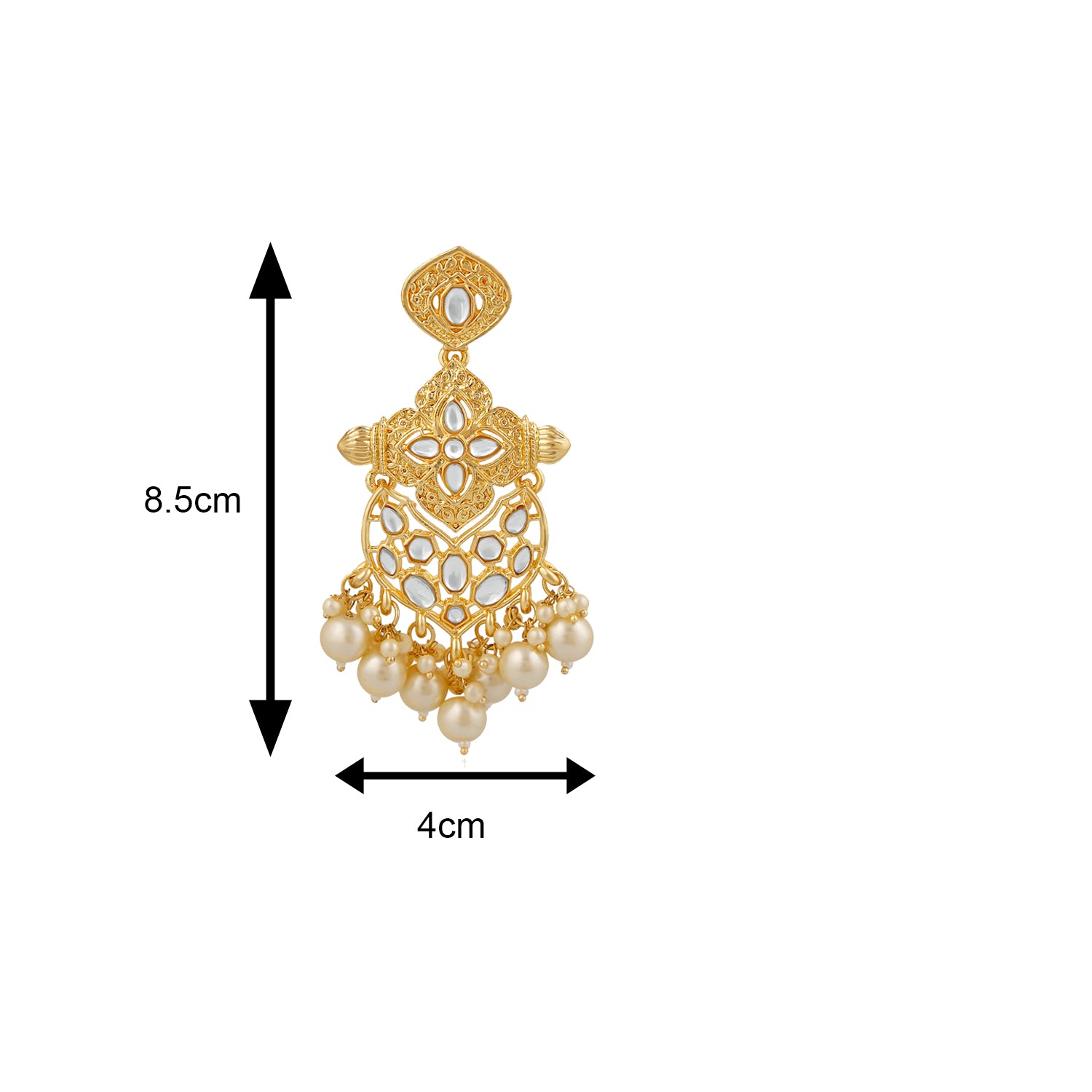 Ethnic White Kundan Dangler Earring