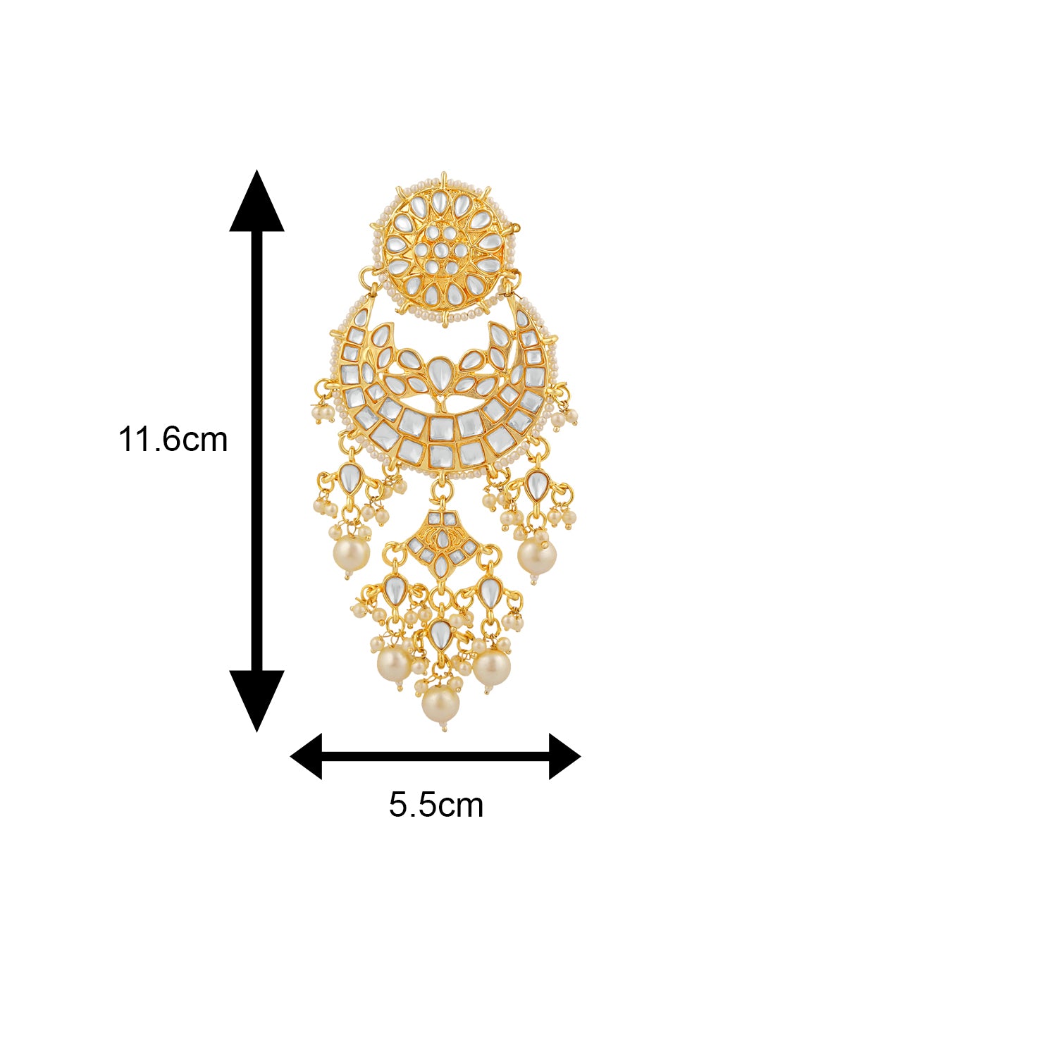 Traditional White Kundan Chandbali Long Dangler Earring