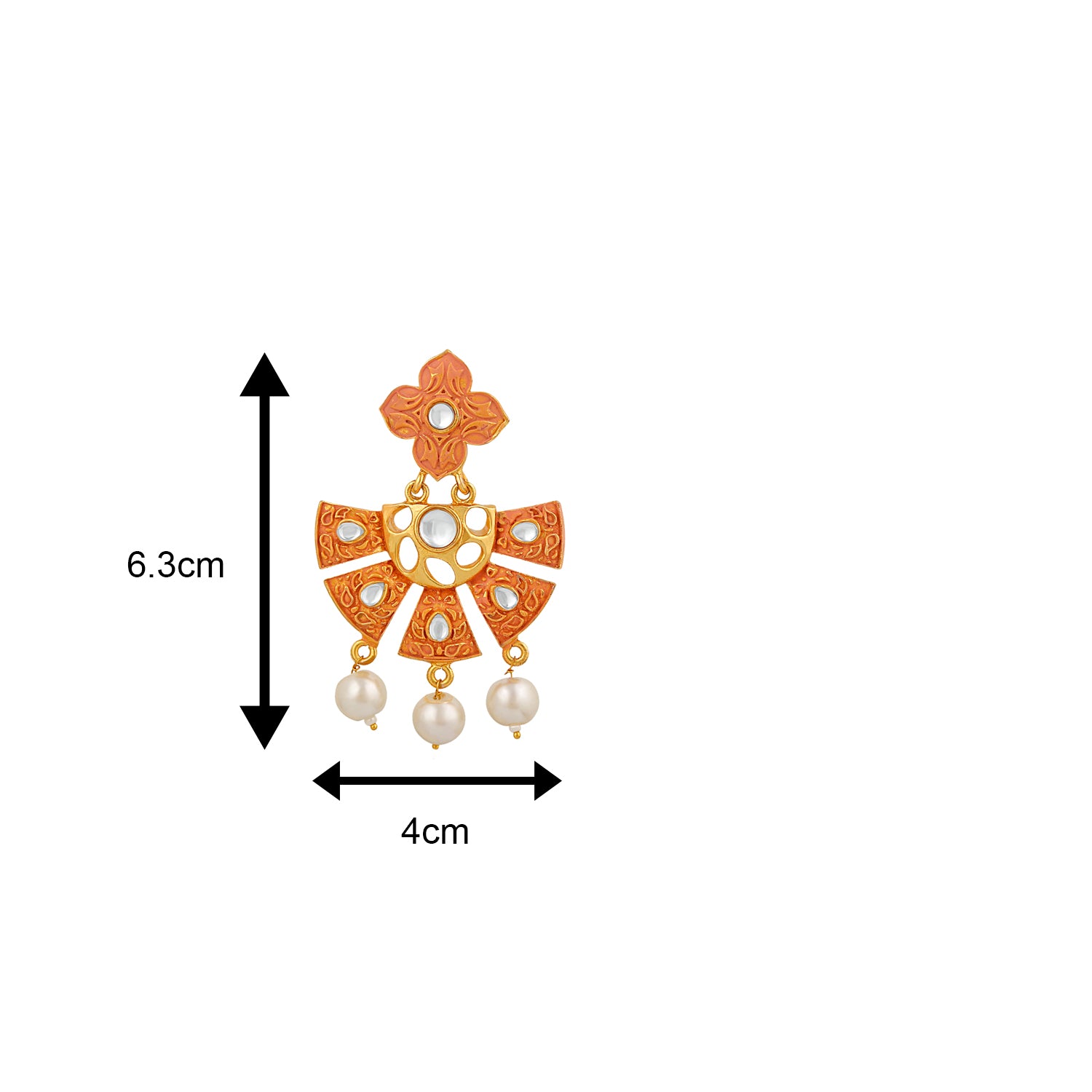 Traditional Floral Kundan Dangel Earring with Meenakari Work