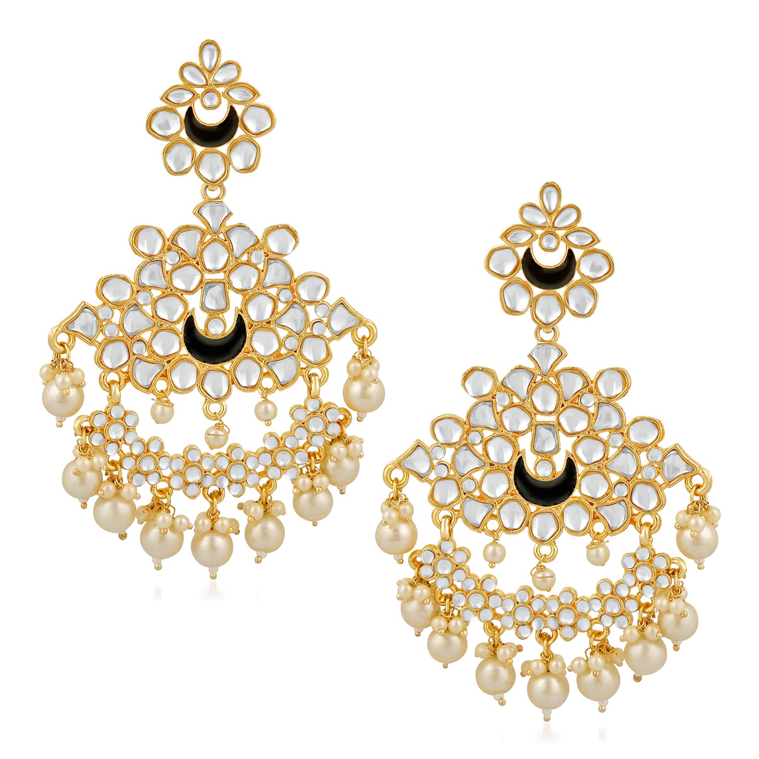Ethnic White Kundan Chandbali Earring