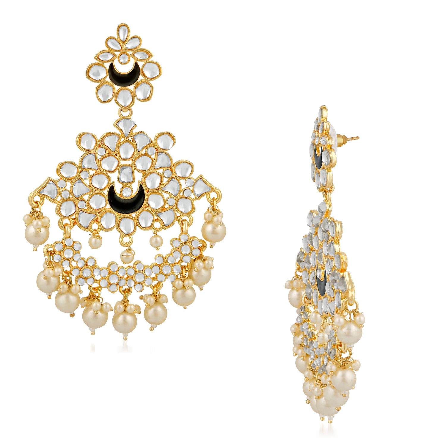 Ethnic White Kundan Chandbali Earring