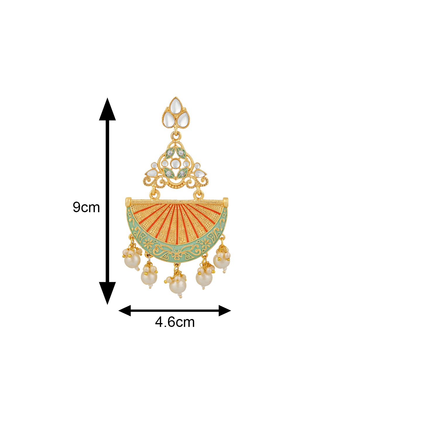 Traditional White Kundan Dangler Earring with Meenakri Work
