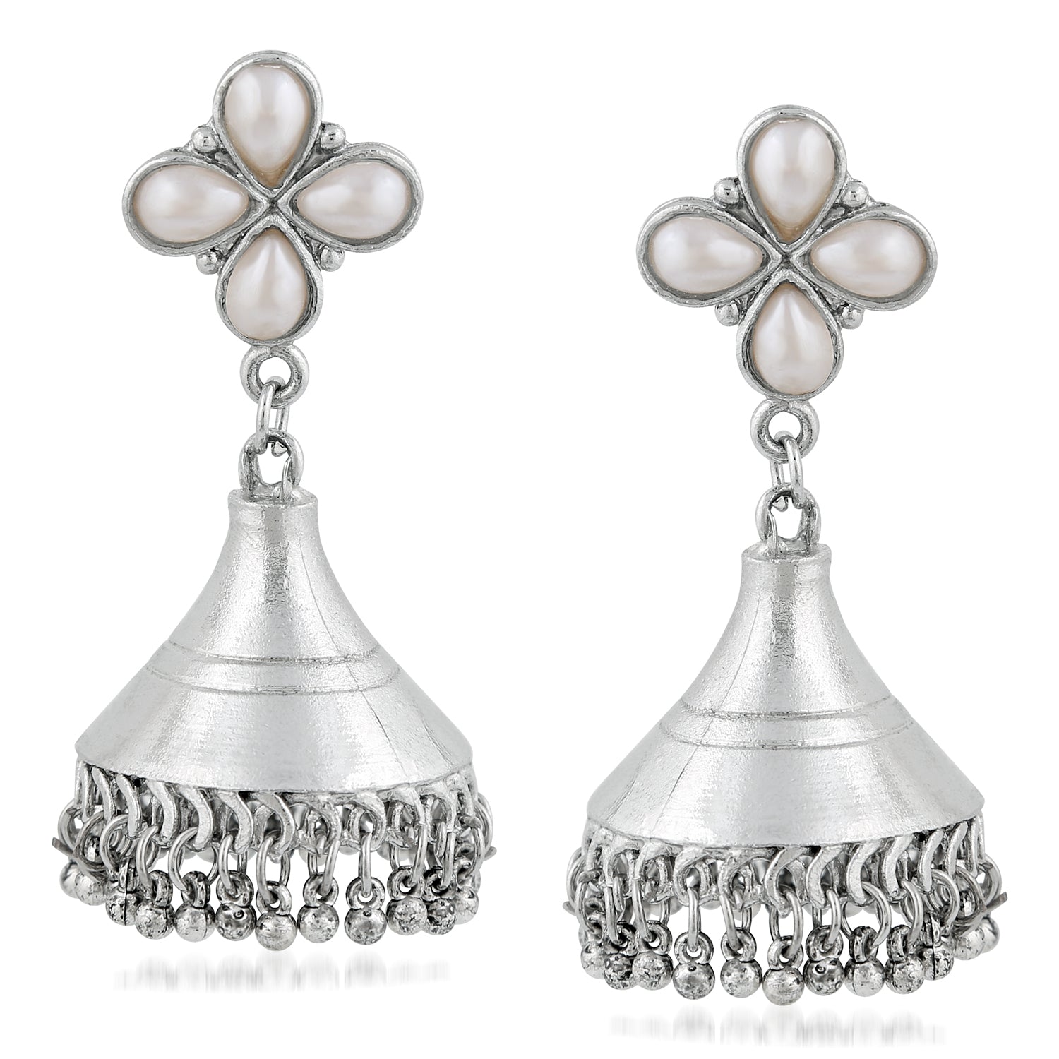 Floral Dangler Jhumki Artificial Pearl Earrings