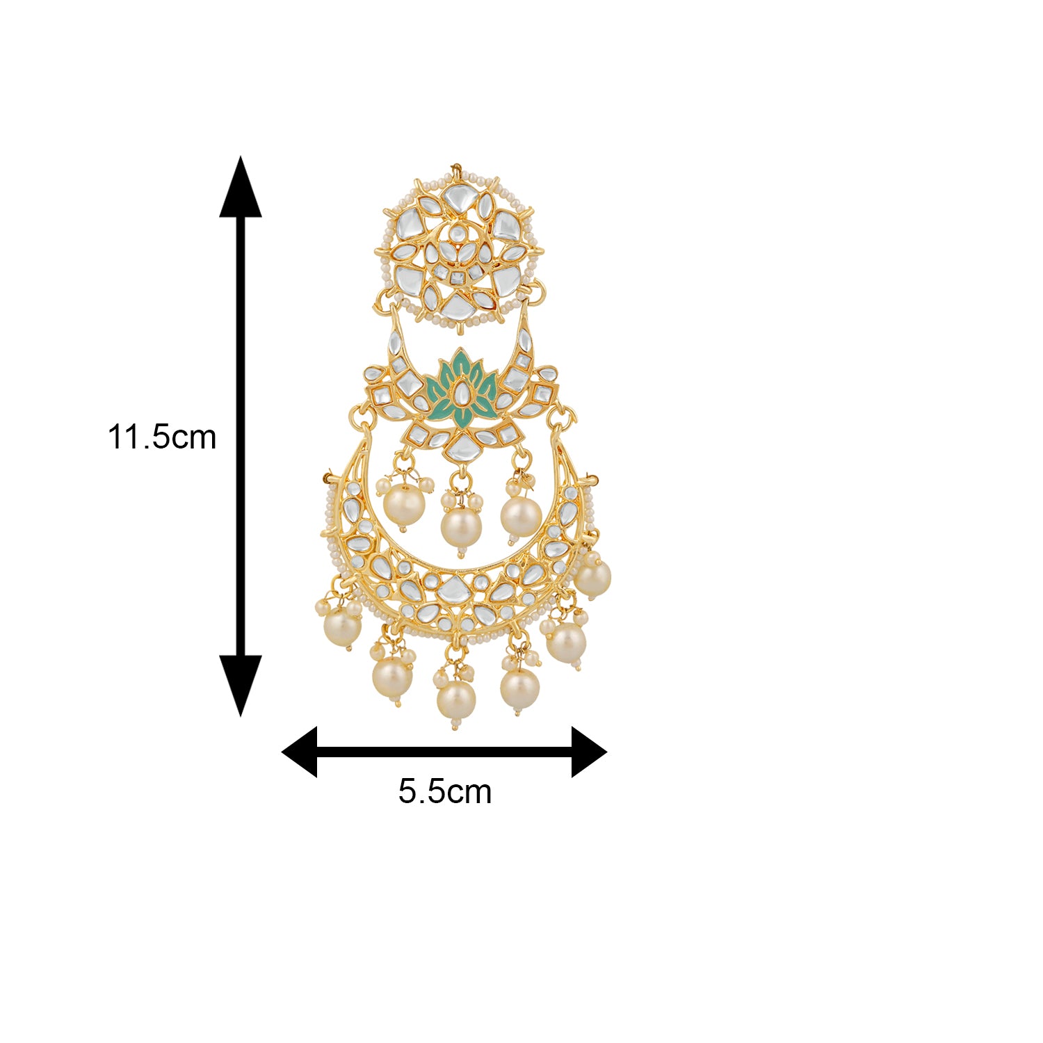 Ethnic White Kundan Chandbali Dangler Earring