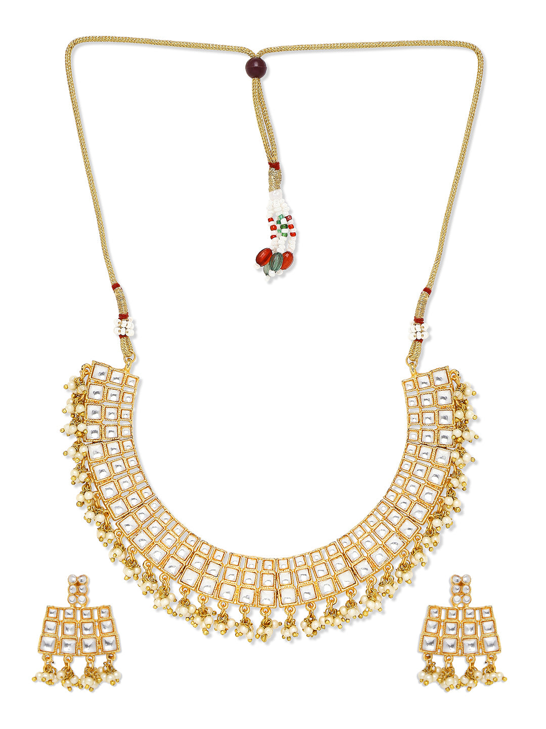 Traditional Ehtnic Squares Choker Necklace Set