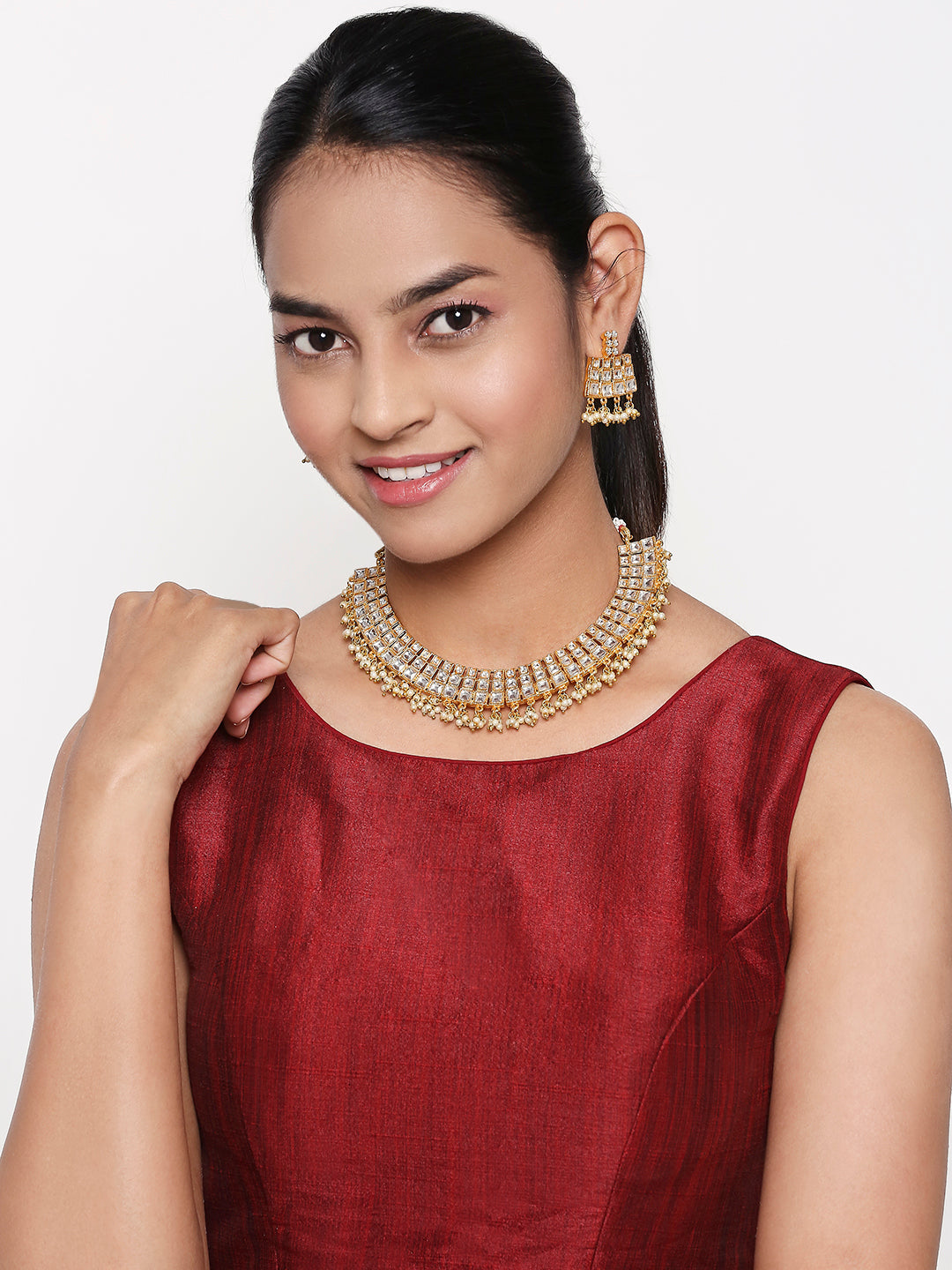 Traditional Ehtnic Squares Choker Necklace Set