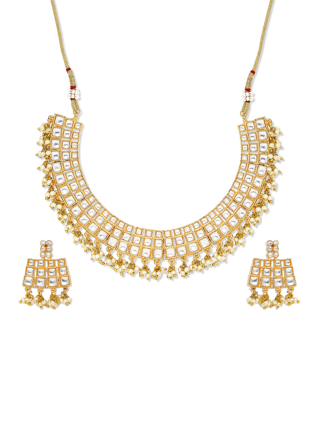 Traditional Ehtnic Squares Choker Necklace Set