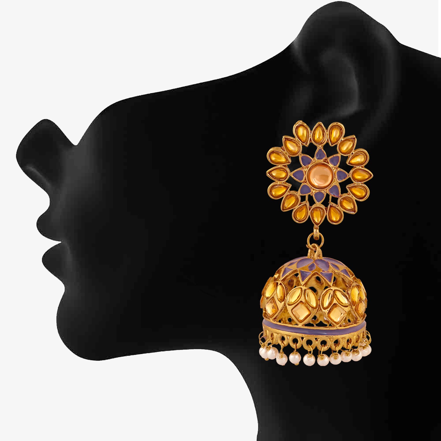Traditional Meenakari Work Floral Jhumka Earrings