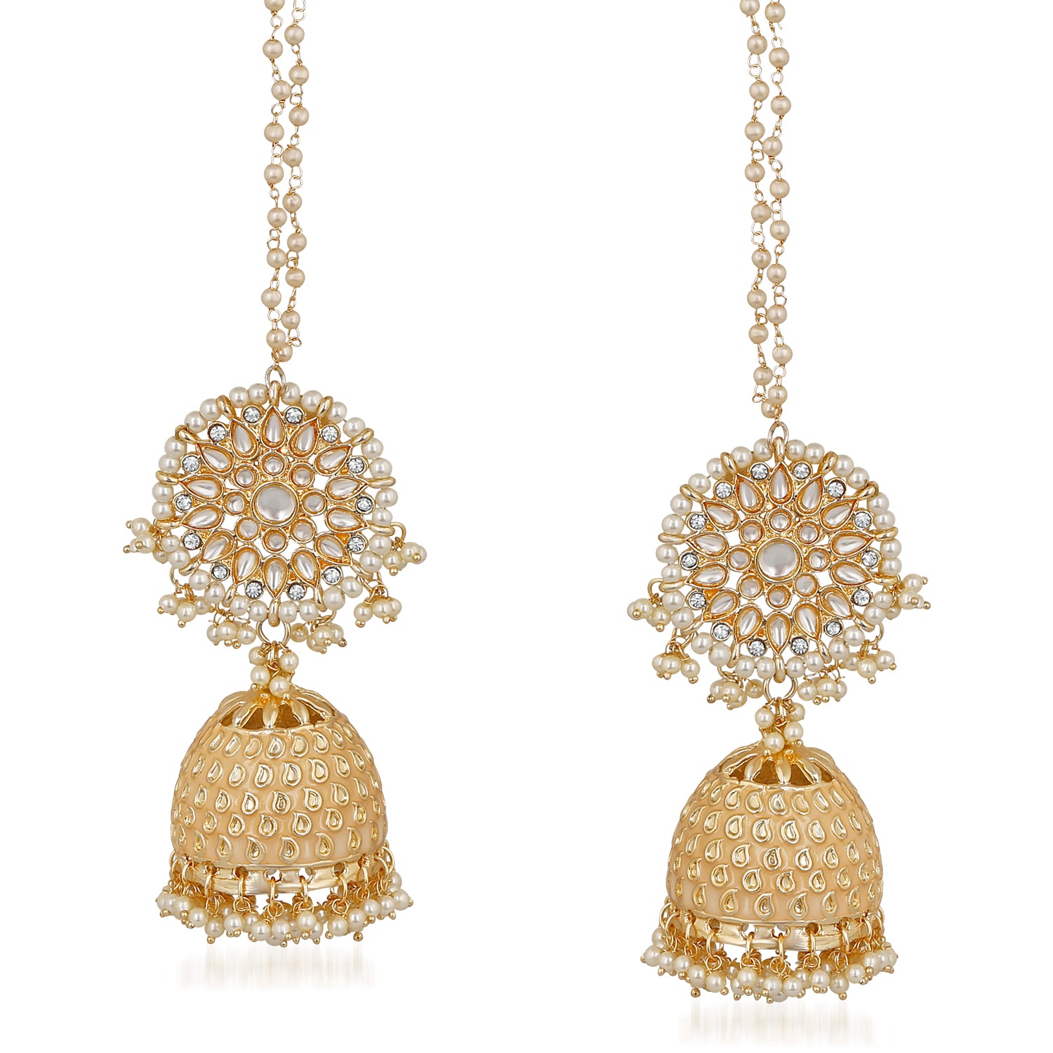Long Chain Jhumka Earrings