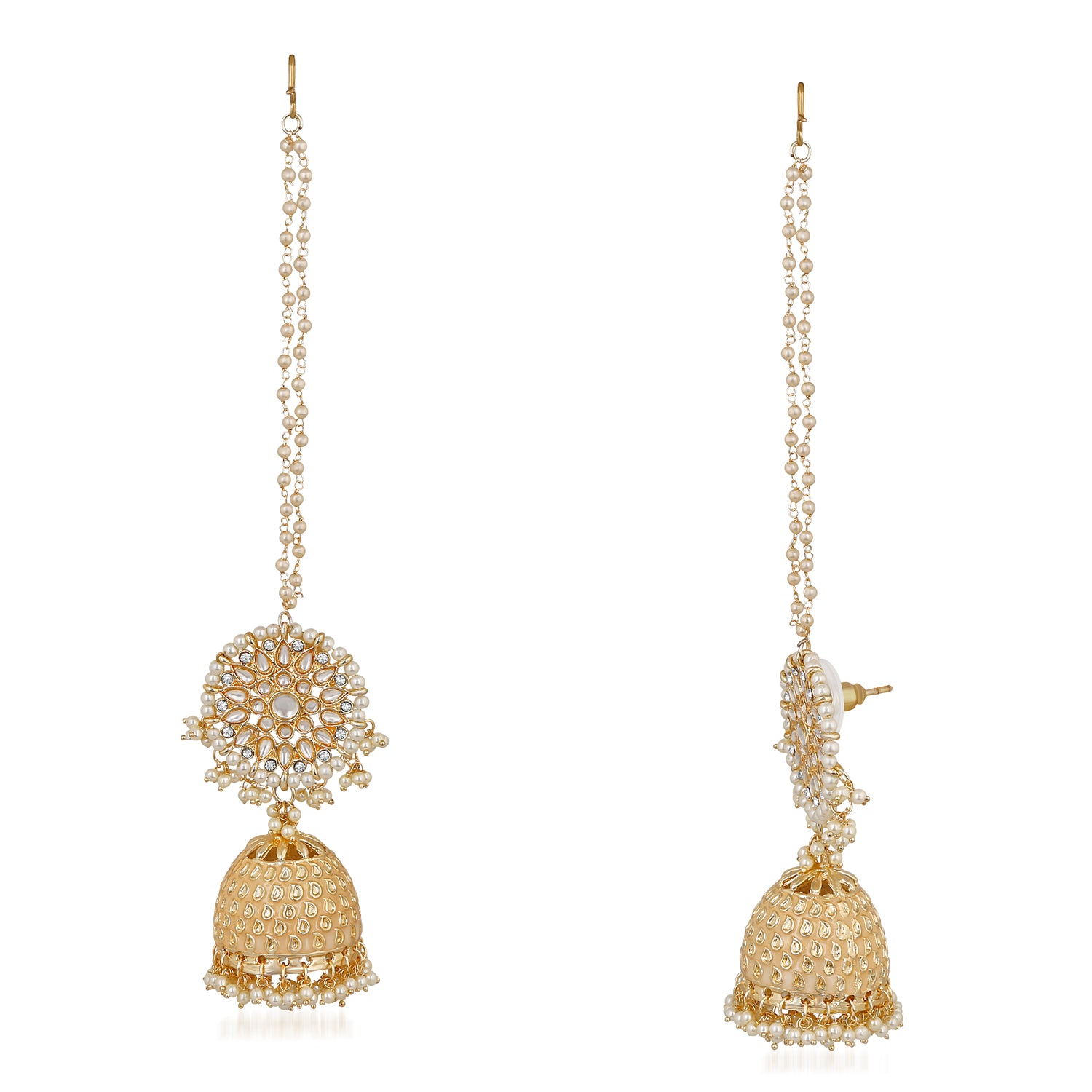 Long Chain Jhumka Earrings