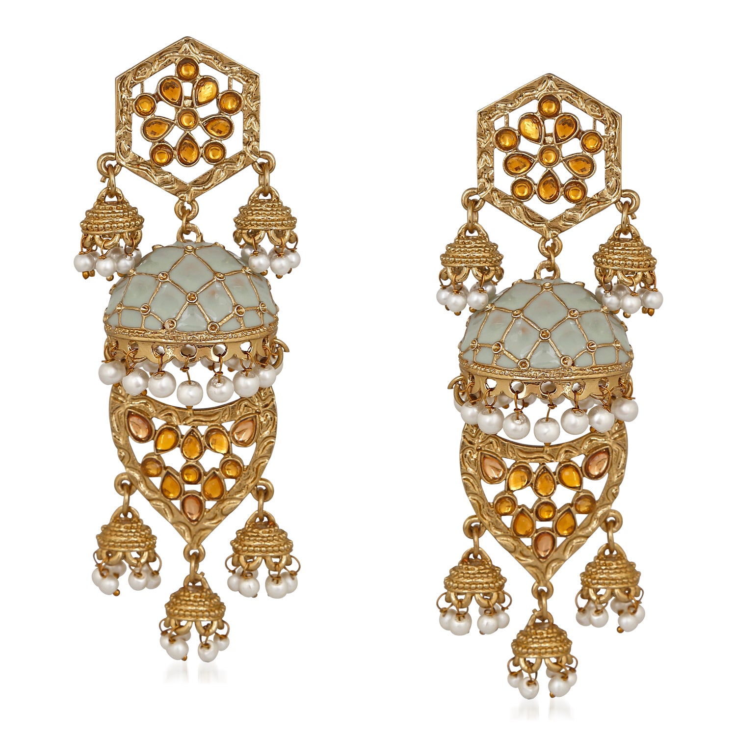 Layered Lomg Dangler Jhumki Earrings